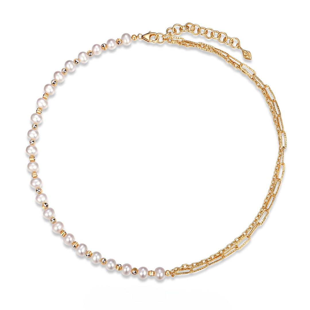 Gold Pearl Chain Necklace
