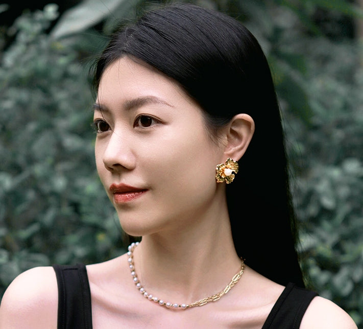 Gold Pearl Chain Necklace