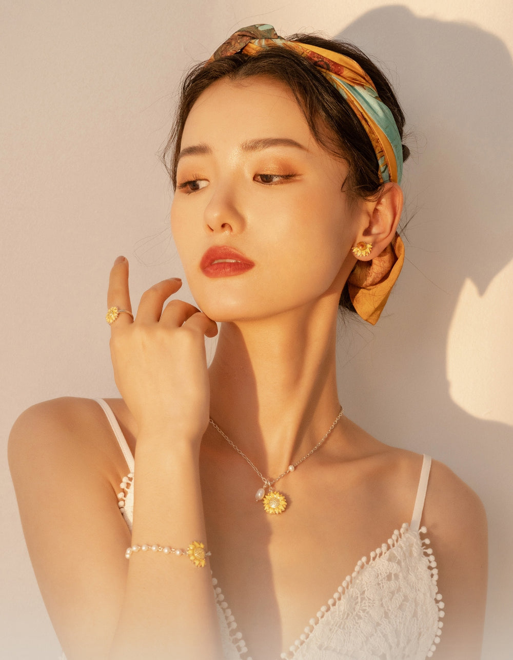 Colette Golden Sunflower Pendant Necklace in 18k gold vermeil