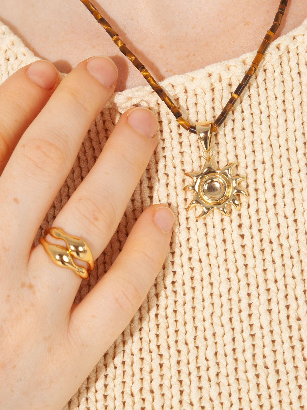 Lucienne Golden Sun Pendant Necklace with 18k gold vermeil