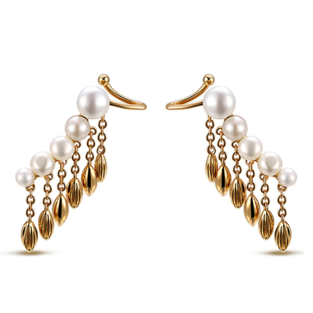 Golden Wheat and Pearl Earrings