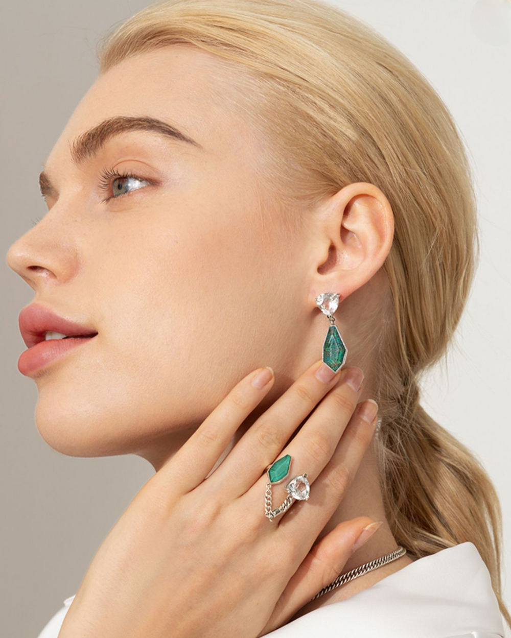 Malachite Crystal Earrings