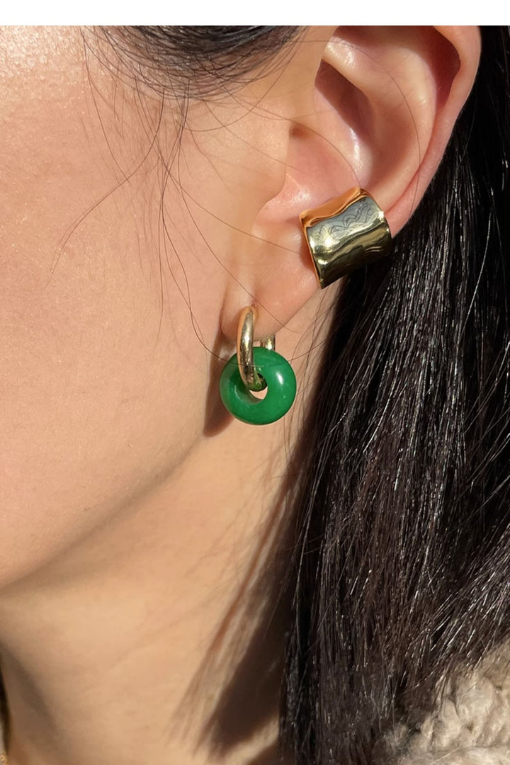 Emerald Donut Earrings 